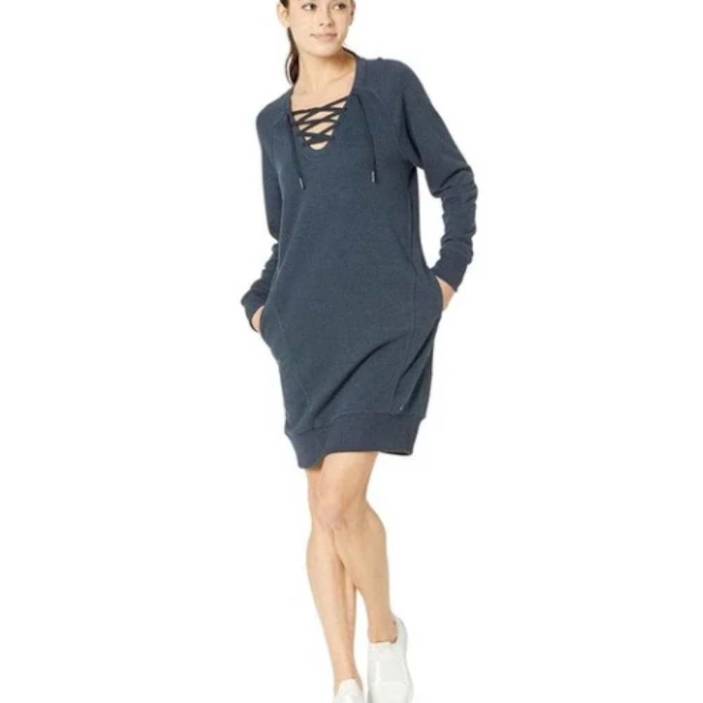 Prana Cozy‎ Up Terry Dress with Lacing and Pockets, XS - Picture 2 of 16